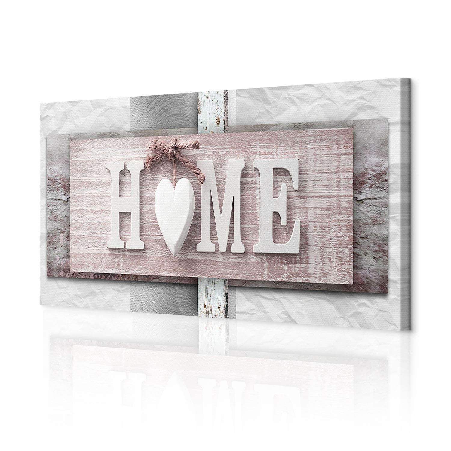 decomonkey Wandbilder Home Haus 150x50 cm XXL 1 Teilig Leinwandbilder Herz