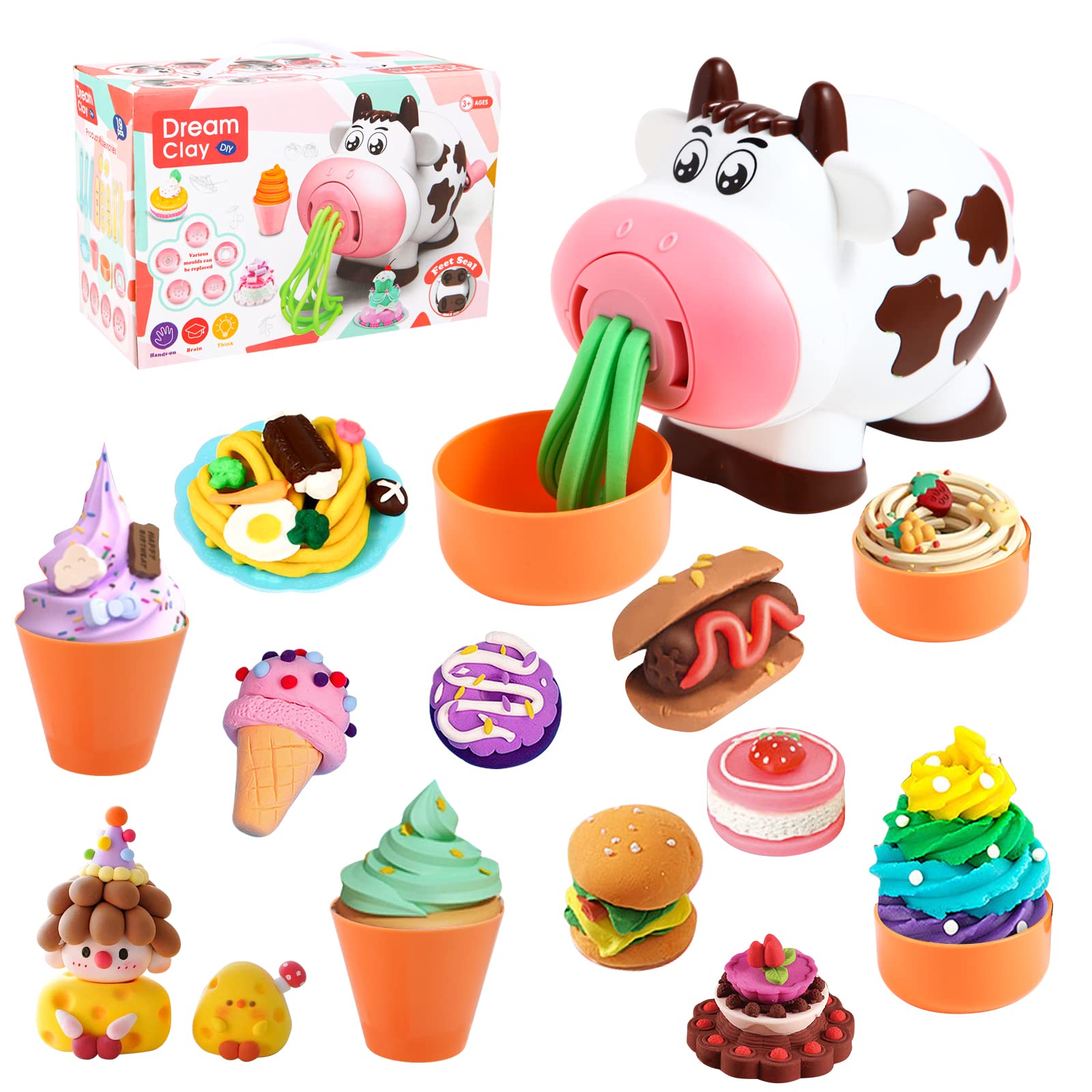 Color Play Dough Clay Set for Kids Toys, Jugar con la masa KitchenTools Creations Ultimate Cookie Noodle Ice Cream Maker Machine Playset for 3 4 5 6 7 8 Year Old Girls Boys Kids and Toddlers