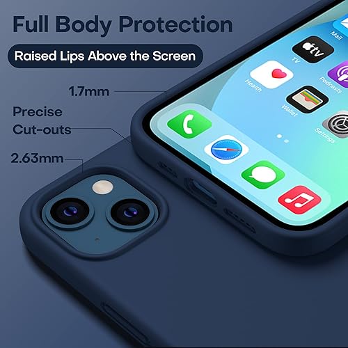Miniatura 6 de CellEver Funda para iPhone 13 Mini con 2 protectores de pantalla, silicona resistente, funda de goma a prueba de golpes, interior de microfibra