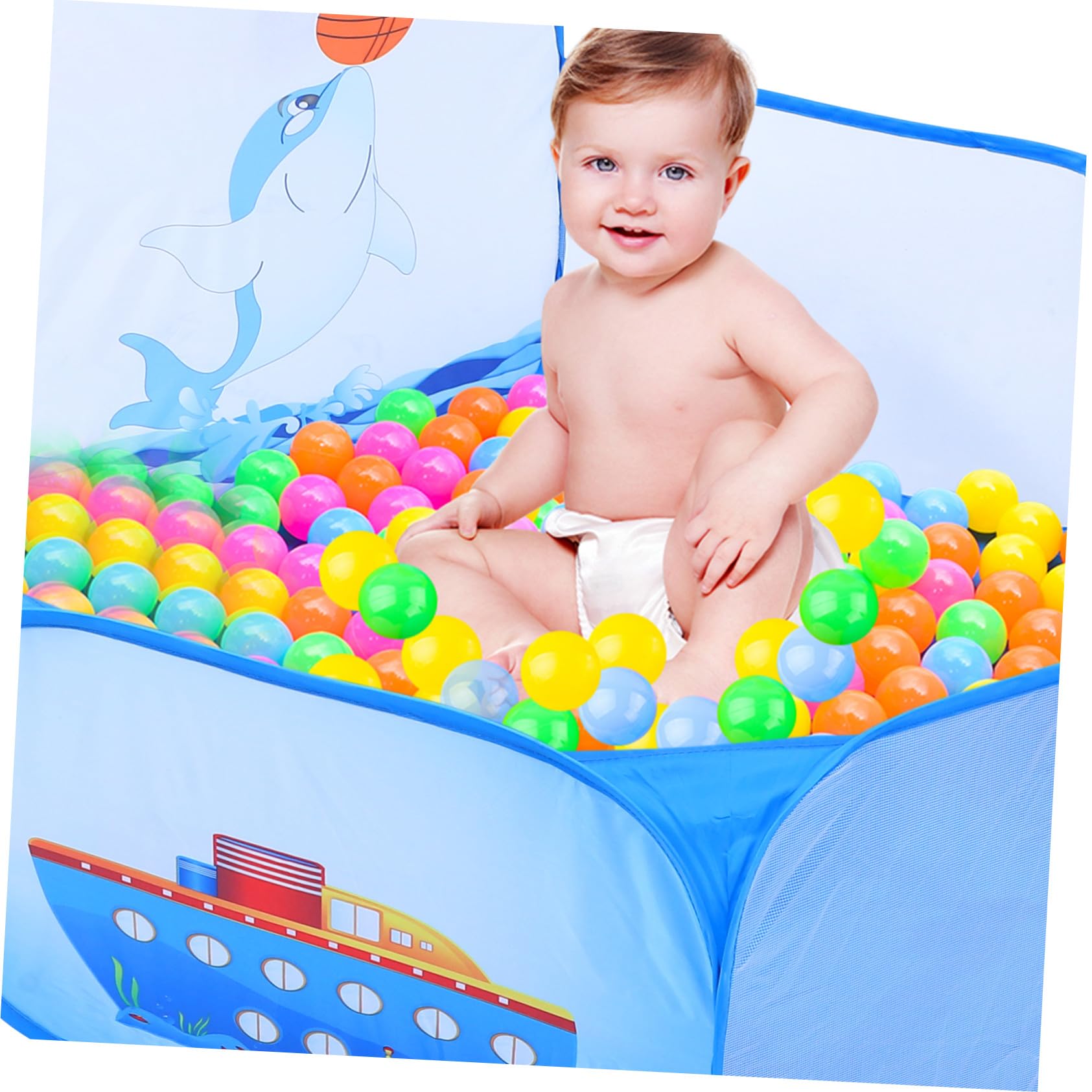 Piscina Giochi Delfino per Bambini in Poliestere Blu