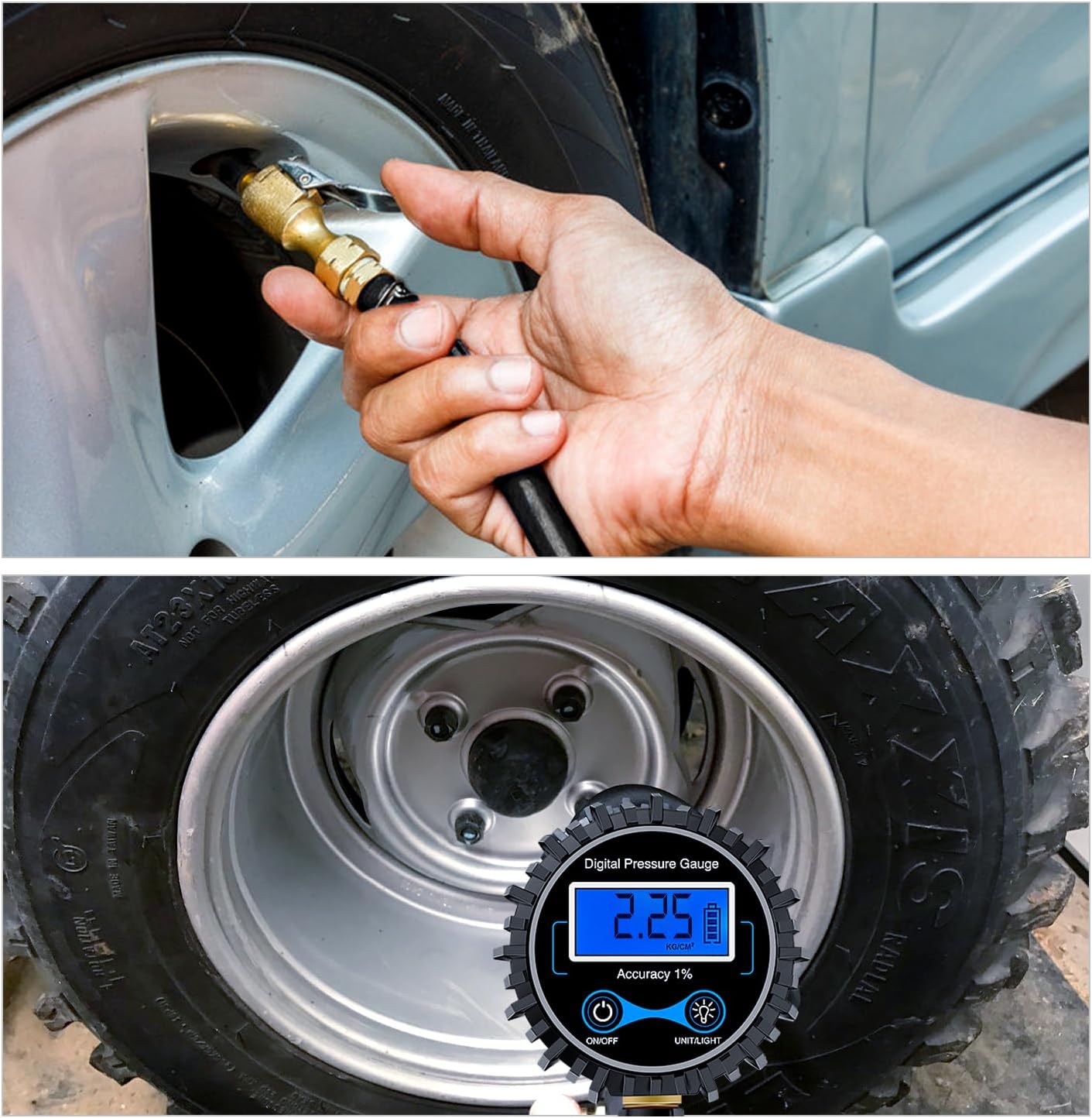 Nilight 50026R Digital Tire Inflator Pressure Gauge,250 PSI Air Chuck and Compressor Accessories Heavy Duty with Rubber Hose Quick Connect Coupler for 0.1 Display Resolution - Image 4