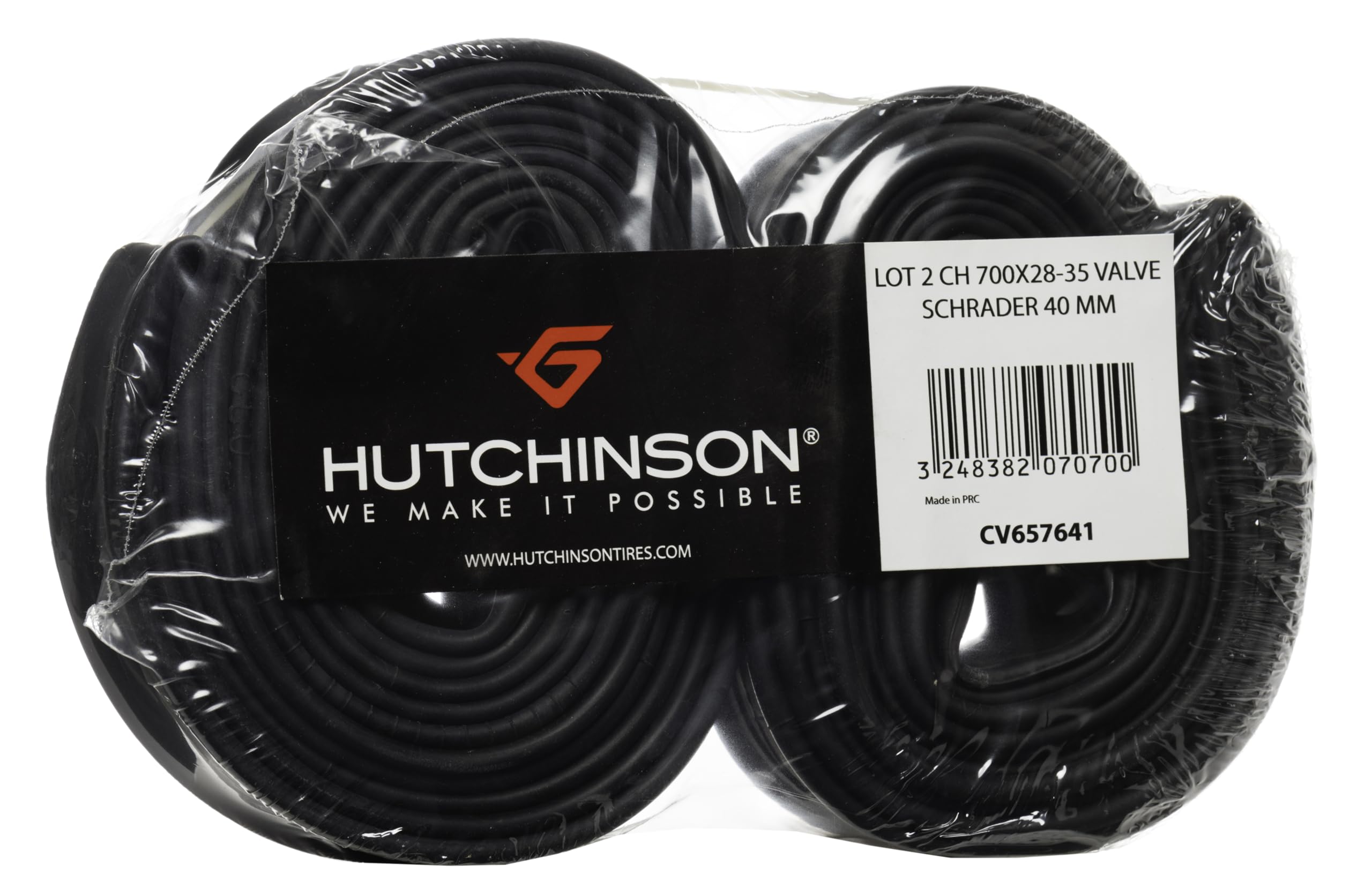 HUTCHINSON Blister Pack of 2 Road Cameras 700 x 28-35, Schrader Valve (Gorda), 40 mm, Unisex Adult, Black, Standard