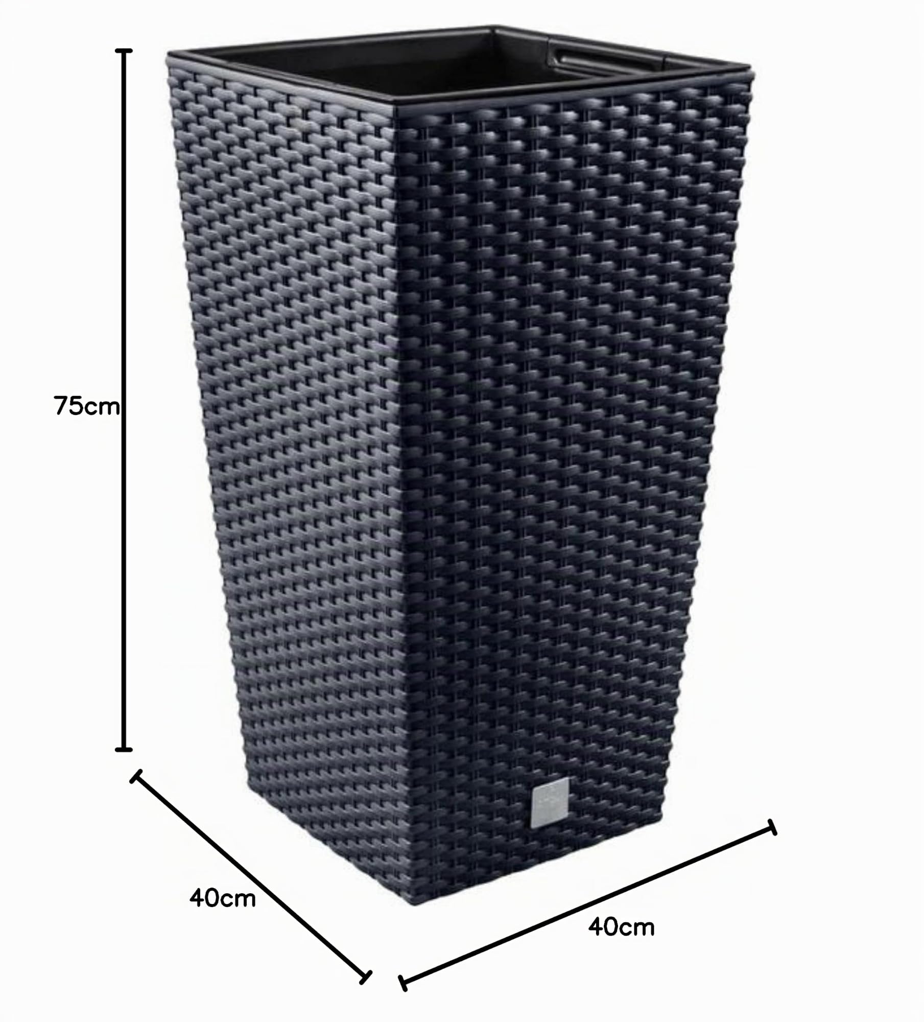 Pot de fleurs 40 x 40 x 75 cm - Avec aspect rotin et insert résistant aux intempéries - Pots de plantes pour un design intérieur et extérieur élégant - Pots de fleurs pour moins de terre et un