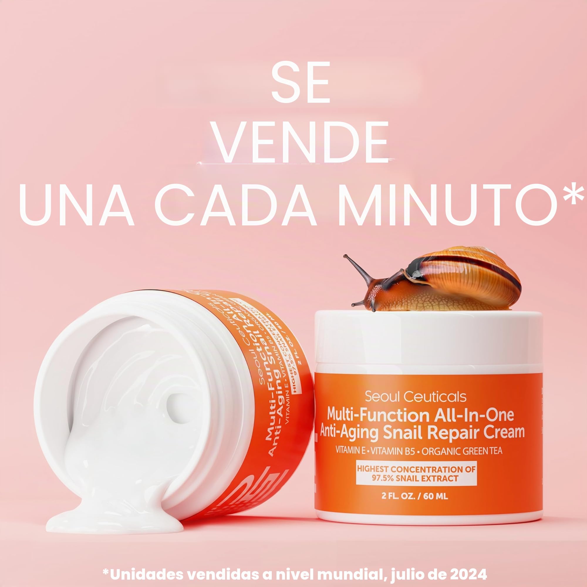Seoul Ceuticals Korean Skin Care Snail Repair Cream Moisturiser - 97.5% Snail Mucin Extract - All In One Recovery Power For The Most Effective Korean Beauty Routine - 60ml