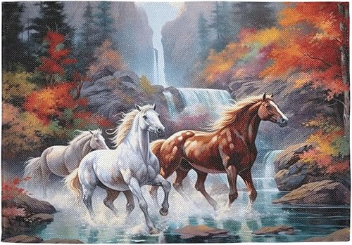 Kigai Juego de 4 manteles individuales antideslizantes y lavables, resistentes al calor, para cocina, mesa de comedor, decoración del hogar, 12 x 18