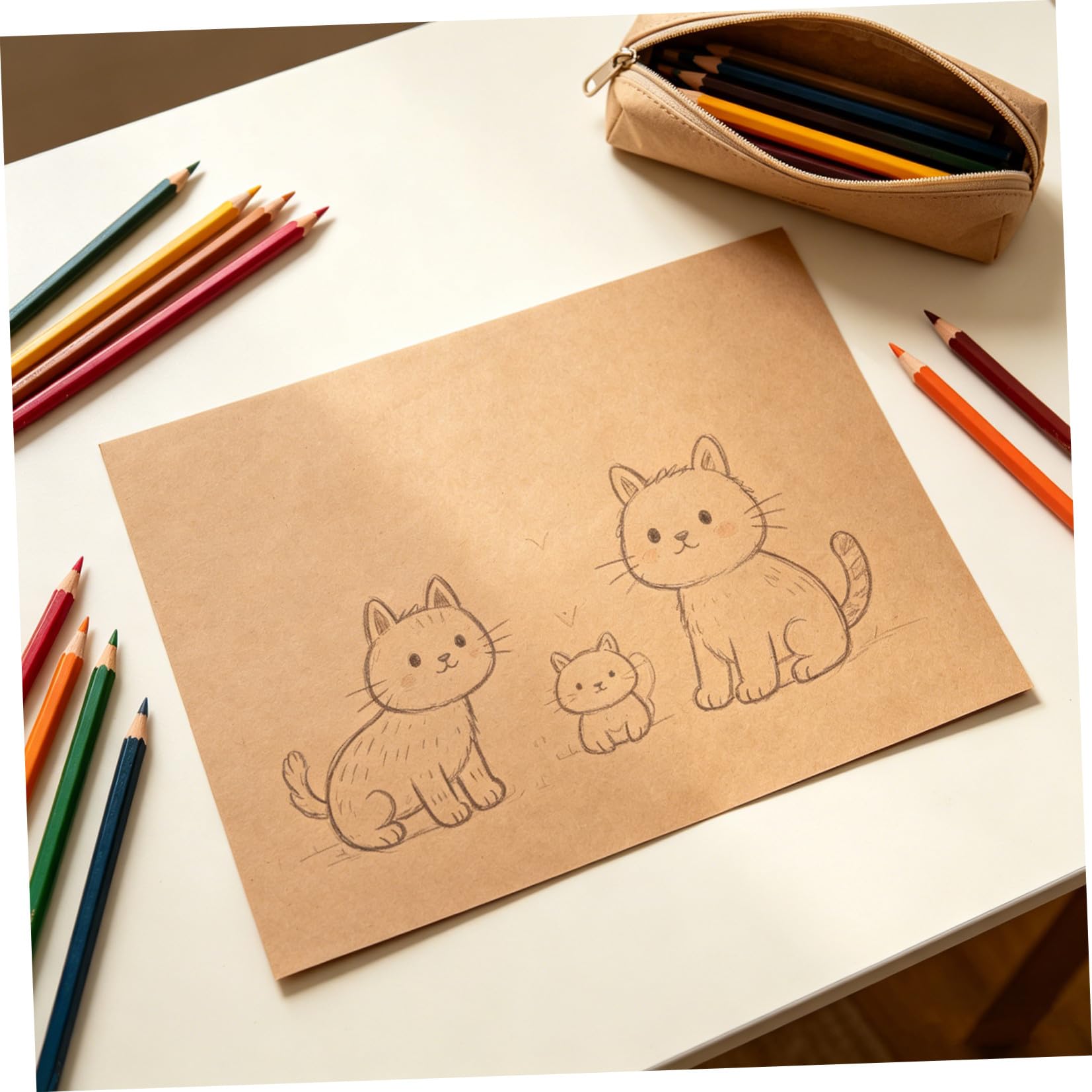 TIDTALEO 120 Hojas Papel Kraft A4 para Proyectos de Manualidades y Apuntes en Clase, Superficie Lisa sin Recubrimiento, Resistente al Doblado y Desgarro, Color Caqui