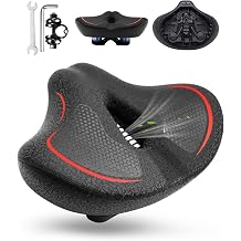 2026 New Oversize Bike Seat for Men Women, Extra Wide Noseless Bicycle Seat for Fat People, 3D Leather Waterproof Comfort Bike Saddle Universal Fit for Cruiser, Peloton, Exercise, City Bike Hole