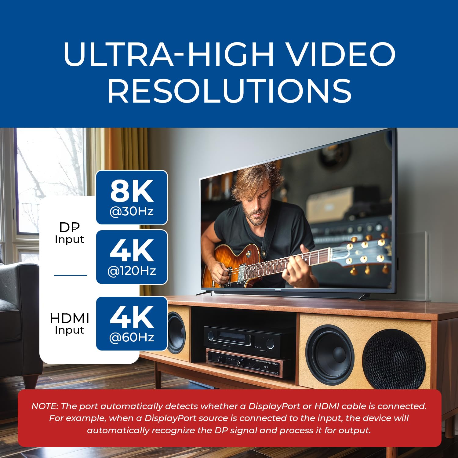 OREI 8K DP|Extractor y convertidor de audio HD - SPDIF + salida de 3.5 mm - HDCP 2.3 - 8K @30Hz DP / 4K @60Hz HDMI - Dolby Digital/DTS - CEC, HDR, Dolby Vision (DPHD-912)