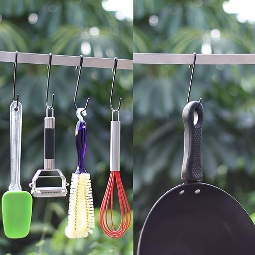 Miniatura 4 de Paquete de 12 ganchos universales de acero con revestimiento antiestático negro de 4.2 pulgadas, ganchos universales para ollas, múltiples usos para