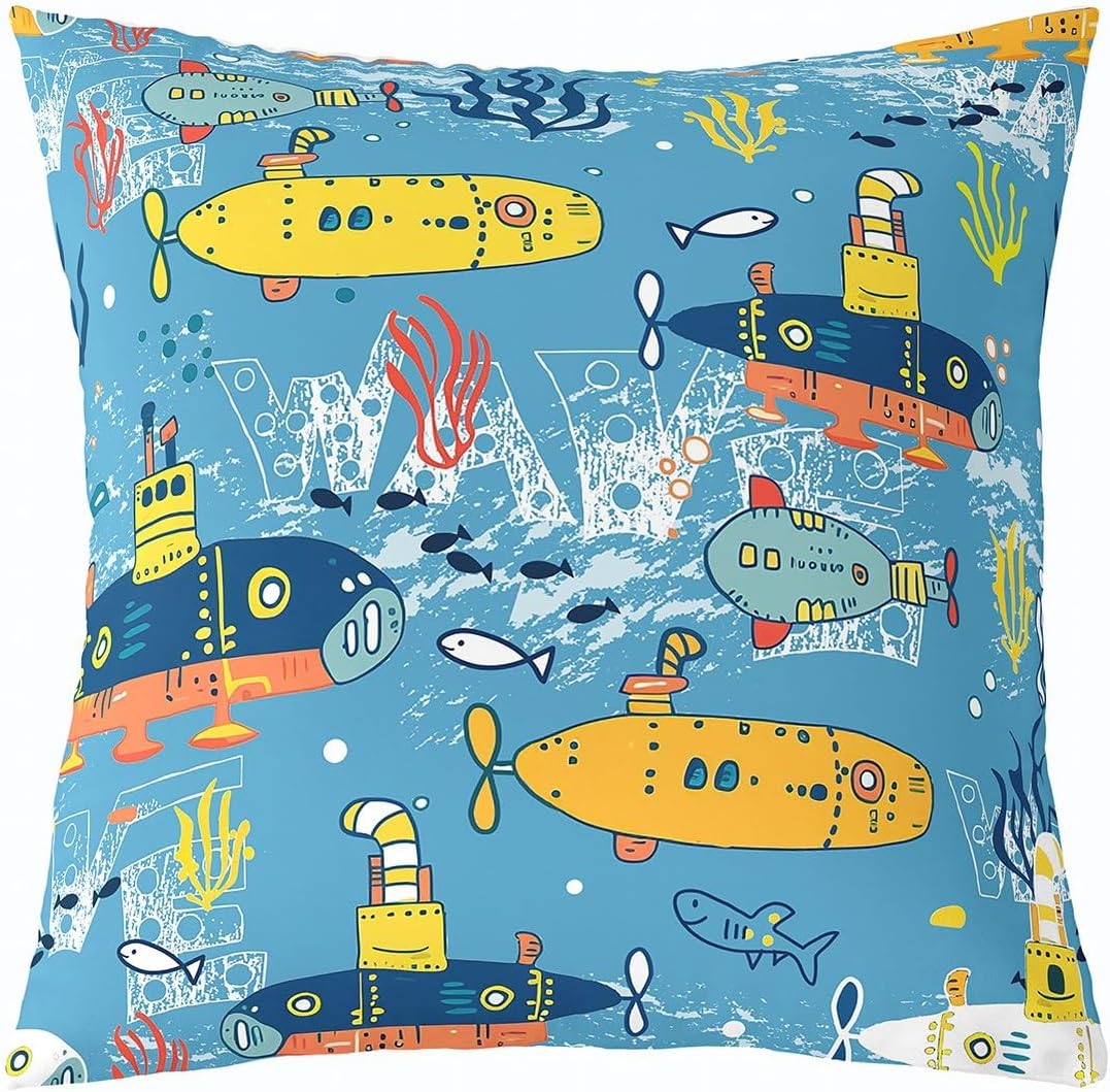 Feelyou Sea Turtle Throw Pillow Covers 24"x24" 1Pcs Ocean Reptile Tortoise Decorative Pillowcase for Sofa Couch Bed Chair Marine Animals Cushion Cover Summer Blue Coastal Themed Outdoor Pillows Covers