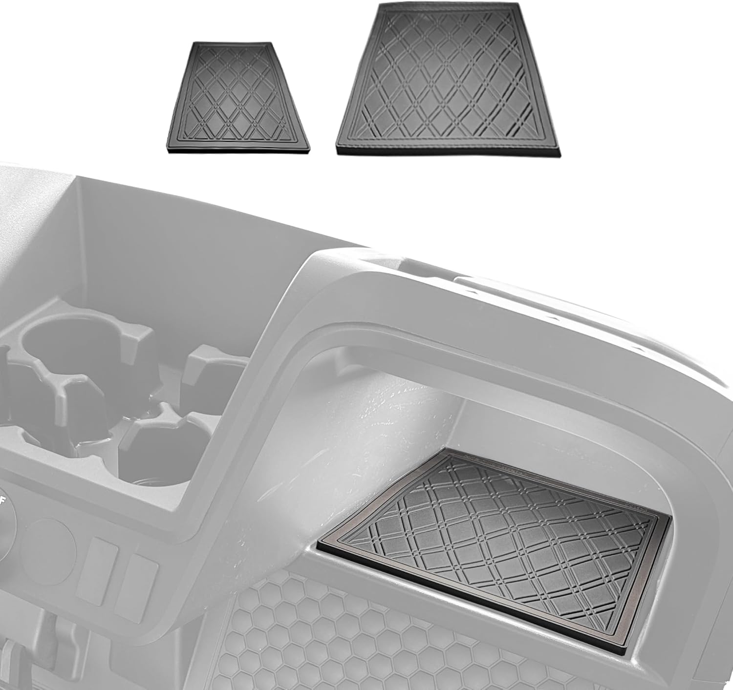 Xtreme Mats 2024-2025 EZGO RXV Compatible Dash Mat for Golf Carts - Double Diamond Rubber Liner for GolfCar Cubbies - Glovebox Liner- Golf Cart Accessory (All Black Trim, EZGO RXV 2024+)