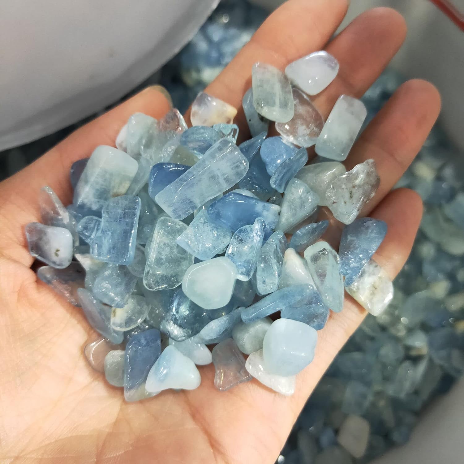 1000g Natural Aquamarine Gravel Crystal Stone Rock Chips Specimen Lucky Natural Stones and Minerals Gifts,Natural Crystal Ornaments (Size : 1000g)