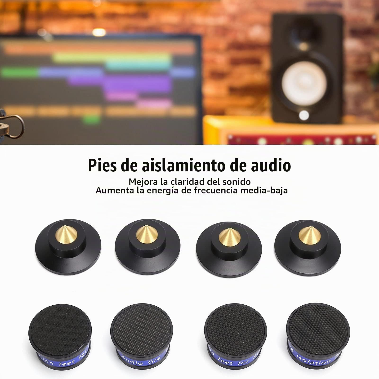 4 almohadillas de aislamiento para pies, clavijas de almohadilla de aislamiento de audio para tocadiscos, almohadillas de clavijas de aislamiento de goma antivibración y antideslizante para (negro)