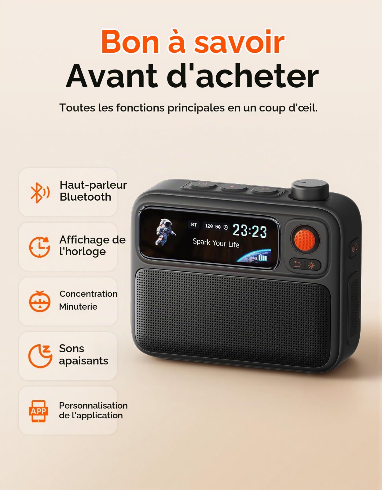 Divoom FlowToo Machine à bruit blanc Bluetooth, 90+ sons de sommeil, écran pixel, réveil et minuterie pour chambre et bureau