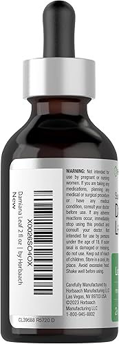 Miniatura 3 de Horbäach Extracto líquido de hierba de hoja de damiana  Sin alcohol  2 onzas líquidas  Tintura vegetariana, sin OMG y sin gluten
