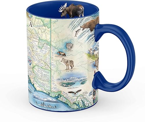 Xplorer Maps Taza de cerámica Alaska Map (16 onzas) Taza de café sin BPA para bebidas calientes y frías perfecta para oficina, hogar o regalo