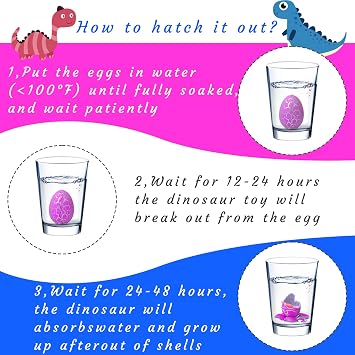 Hatching Eggs for Kids,24 Pack Dinosauric Egg,Mini Dinoss Egg,Party Favors