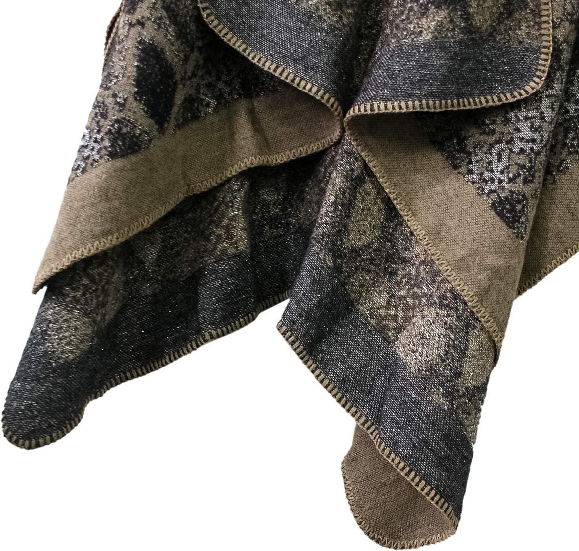 Women's Vintage Pattern Open Front Poncho Cape Shawl Winter Shawl Wraps - Image 6