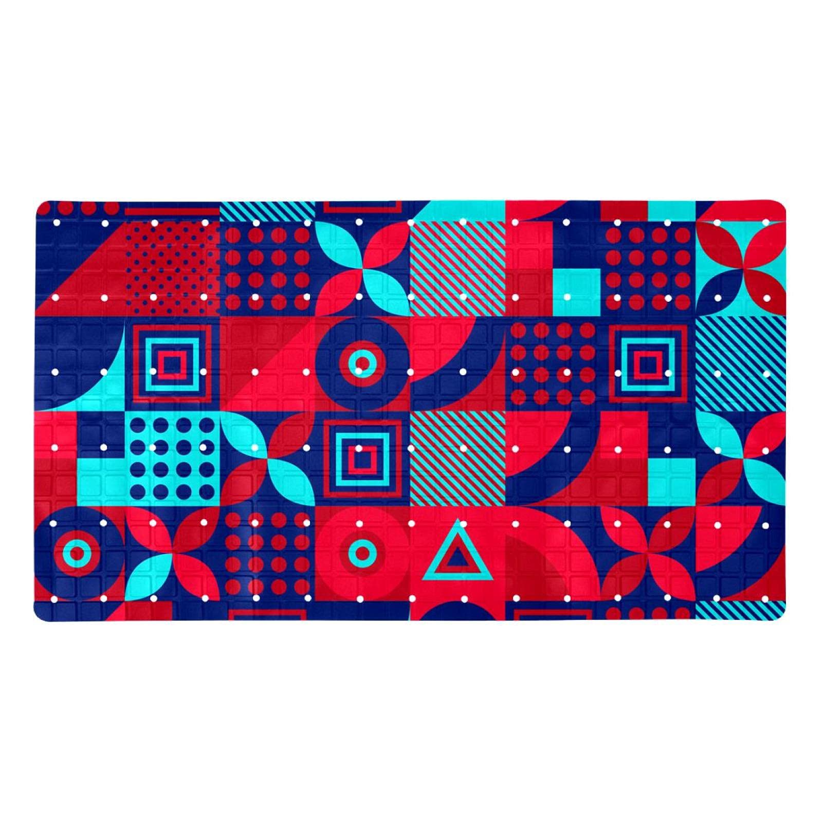 Tapis de baignoire géométrique antidérapant avec ventouses