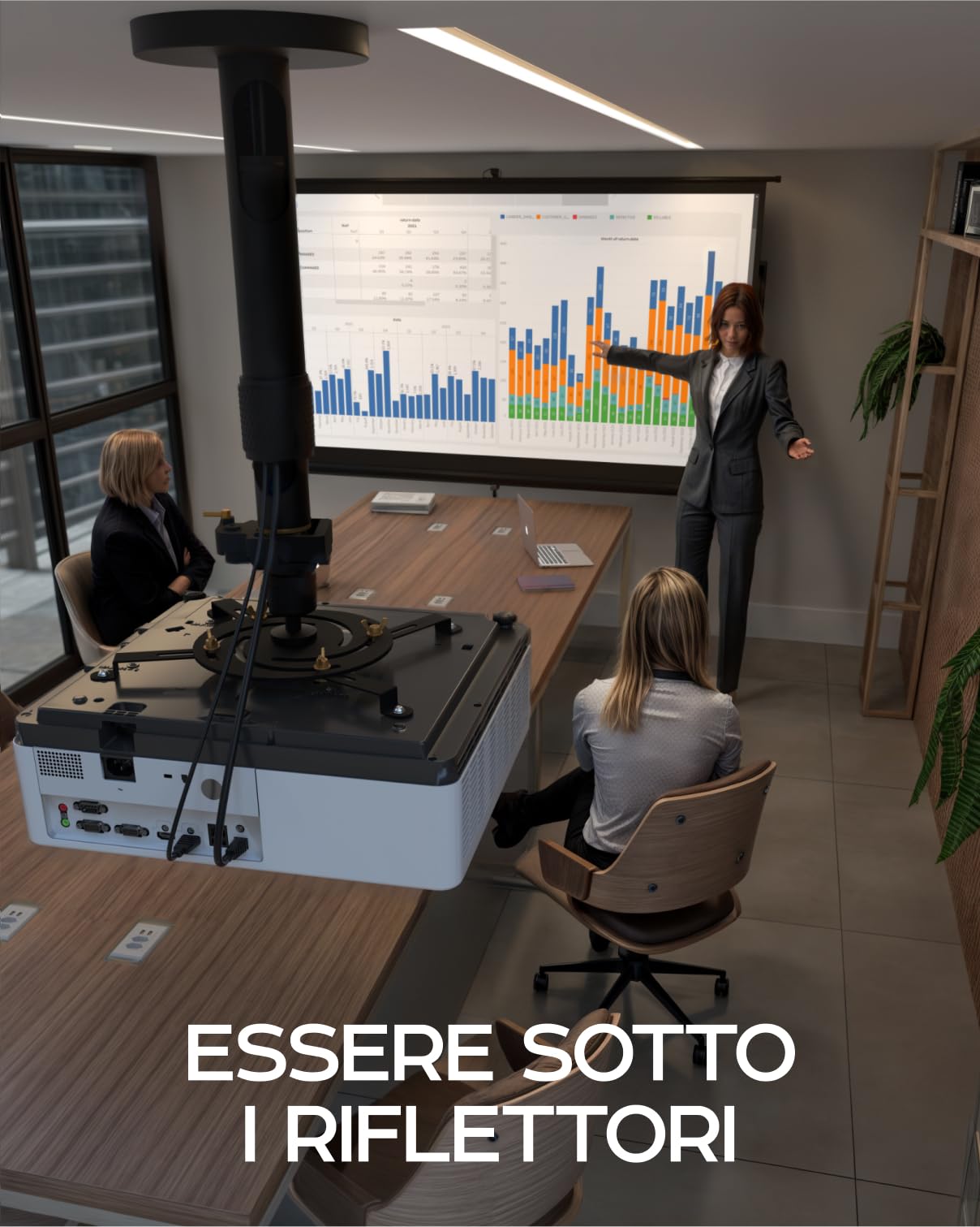 Supporto universale per proiettore PropVue - Supporto regolabile a soffitto o a parete per mini proiettori da ufficio e per la casa - Facile installazione, girevole a 360°, lunghezza da 35 a 53 cm