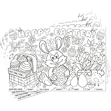 Disposable Easter Place Mats for Kids 12 Pack Bunny Eggs Coloring Activity Paper Place Mat 11&rdquo;x 17&rdquo; Easter Day Table Mat Sheets for Children School Party Decor