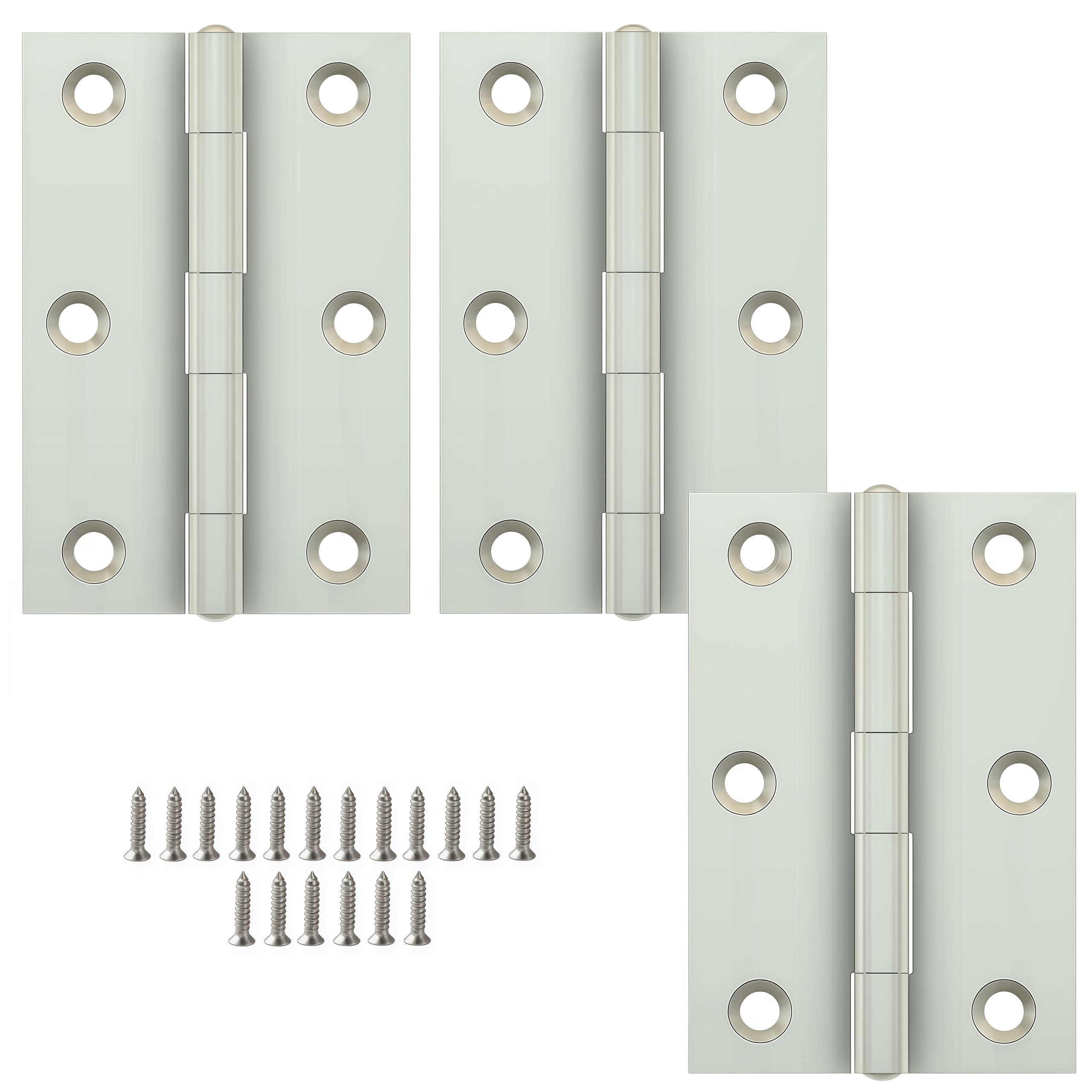 Vbnexyr Regular Hinge 3 Pack Of Stainless Steel Folding Hinges Cabinet Hinges Door And Window Hardware Accessories With Screws 75 * 50 * 1.5Mm Brushed Steel Core
