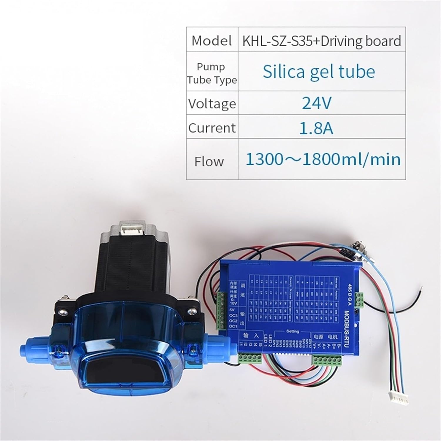 1800ml/min KHL DIY High Flow Peristaltic Pump 24V Stepper Motor Adjustable Speed 350RPM Dosing Pump for Lab Analytical(KHL-SZ-S35 L)