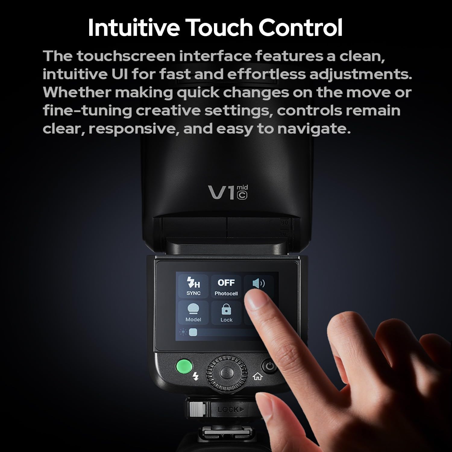 GODOX V1 Mid S Godox Flash for Sony Flash Speedlight,55Ws 2.4G TTL Camera Flash for Sony,Touchscreen Control,7.2V/2200mAh Lithium Battery,1.7s Recycle Time,650 Full Power Flashes,LED Modeling Lamp