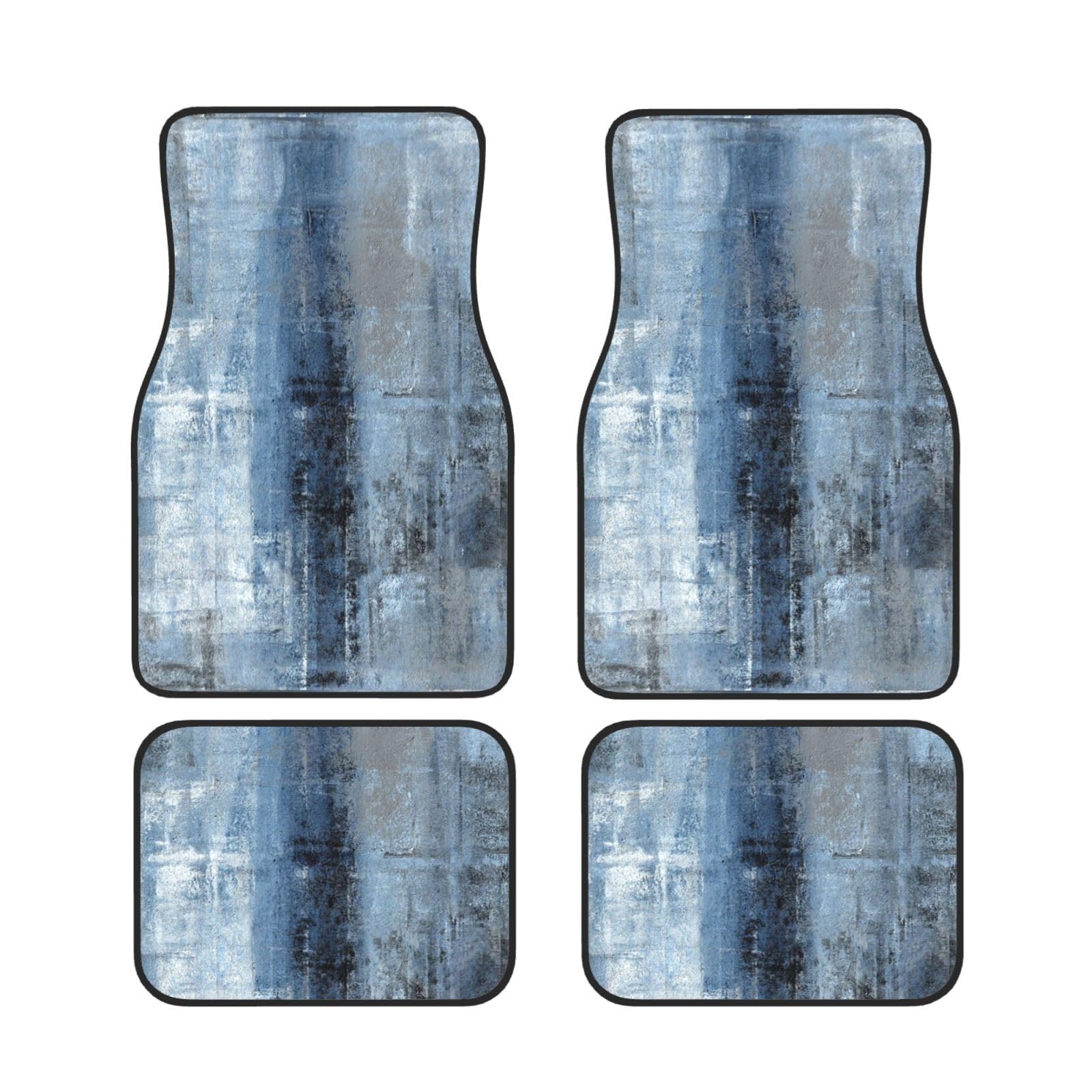 Alfombrillas de coche de neopreno con arte abstracto azul juego de 4 piezas antideslizantes 7