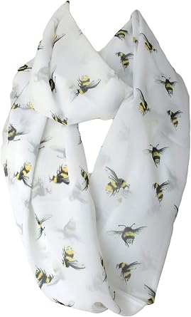 Etwoa Bees Pattern Infinity Circle Scarf