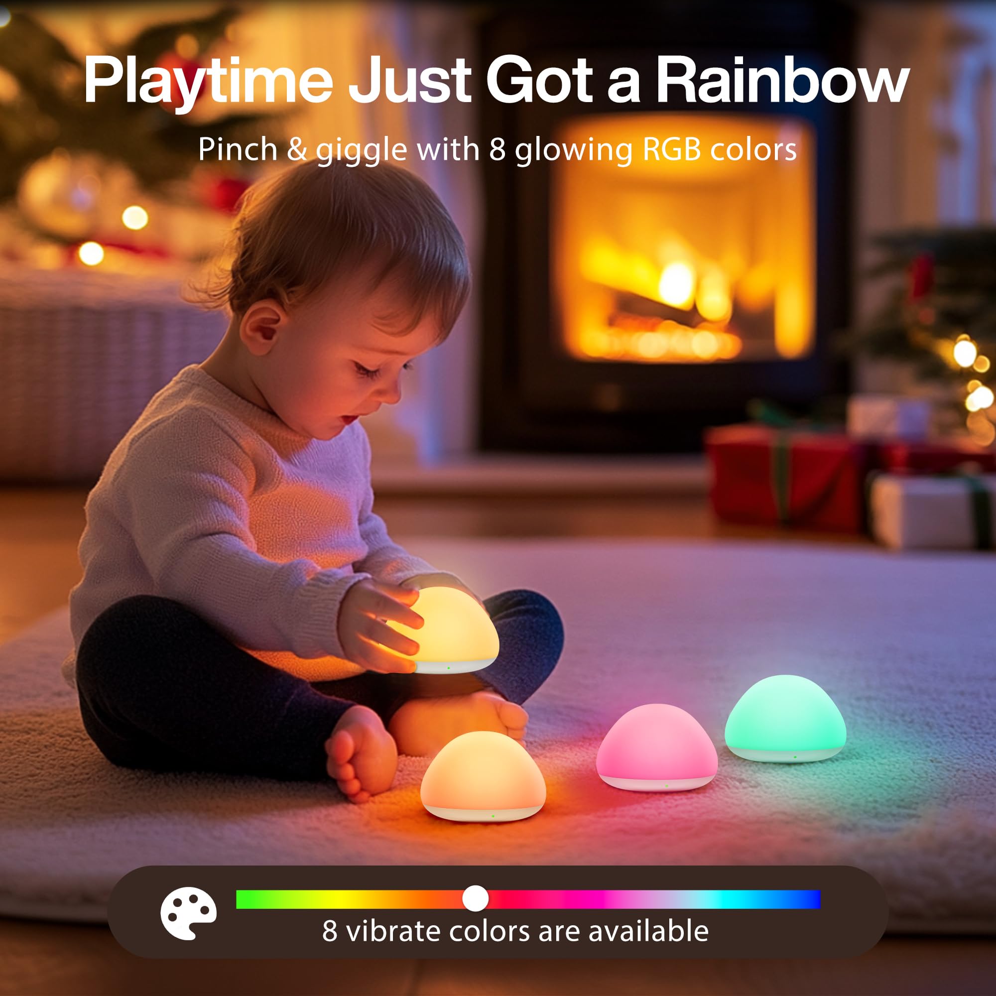 JolyWell Baby Night Light for Nursery Soft Silicone Tap Control Night Lamp with 8 Color Changing - Image 3