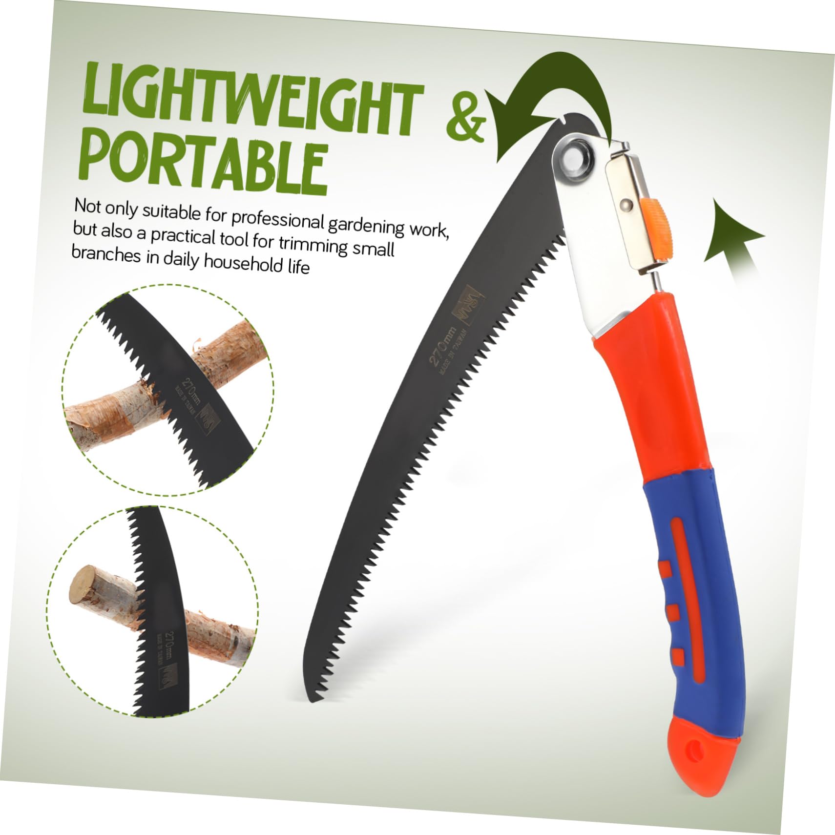 Seghetto Pieghevole da Potatura per Alberi, Lama Sk5 Nera | Compatto e Portatile, per Legno e Uso Outdoor, per Taglio Rapido in Campeggio e Giardino