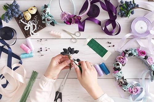 Miniatura 5 de Paxcoo - Kit de herramientas de arreglo de tallo floral con cortador de alambre cintas florales verdes calibre 26 y alambre de paleta de calibre 22