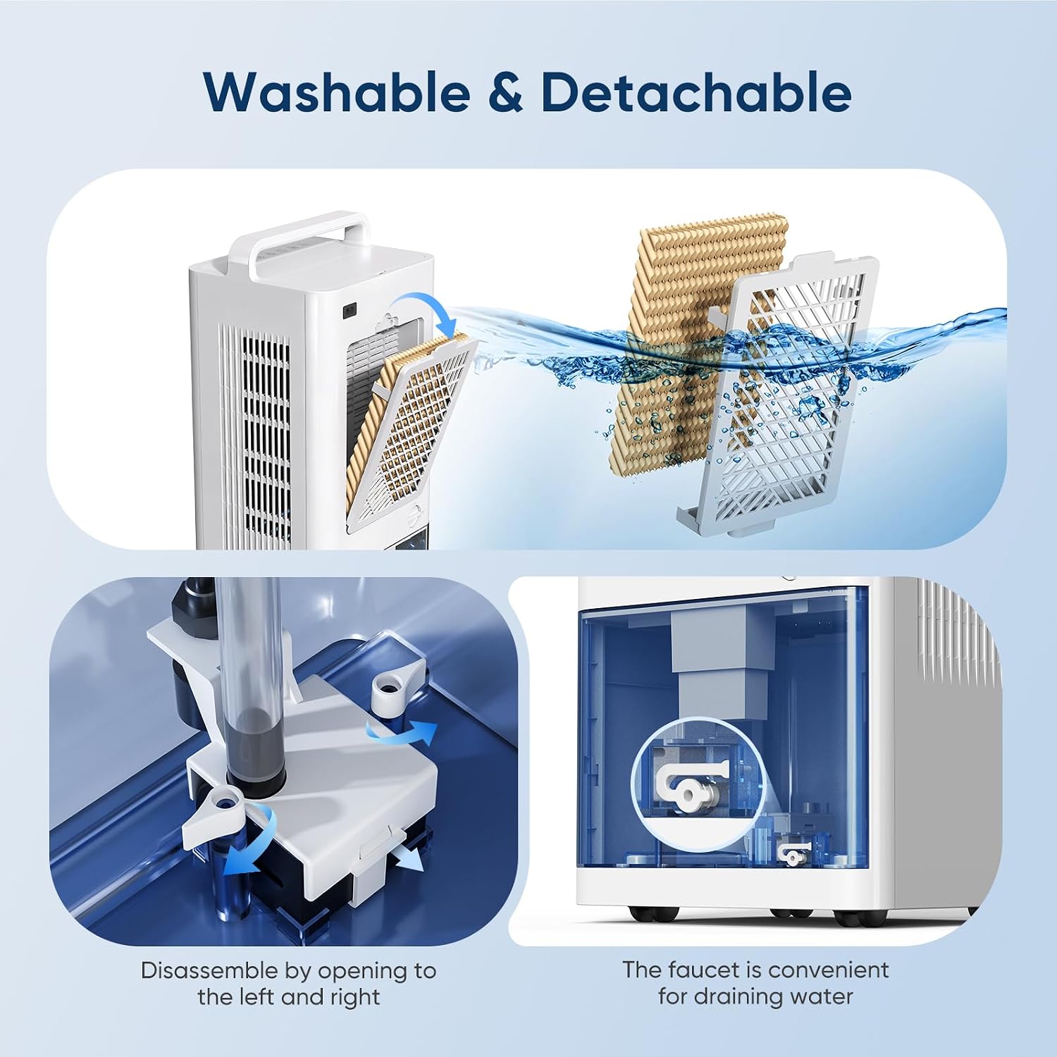 Portable Air Conditioners, 4-IN-1 Swamp Cooler, Evaporative Air Cooler, 6 Speeds & 3 Modes, 3-Gal Water Tank for Cooling, 15 FT/S Remote Control, Portable Air Cooler for Indoors Use