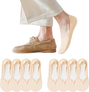 PENUUP 4 Pack Mens No Show Socks Thin Non Slip Low Cut Liner Socks Invisible for Flats Boat