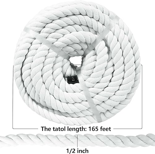 Miniatura 10 de Cuerda de algodón 10% (12 pulgada x 50 pies), cuerda de algodón suave y fuerte para manualidades, deportes, decoración de bodas, cestas de flores