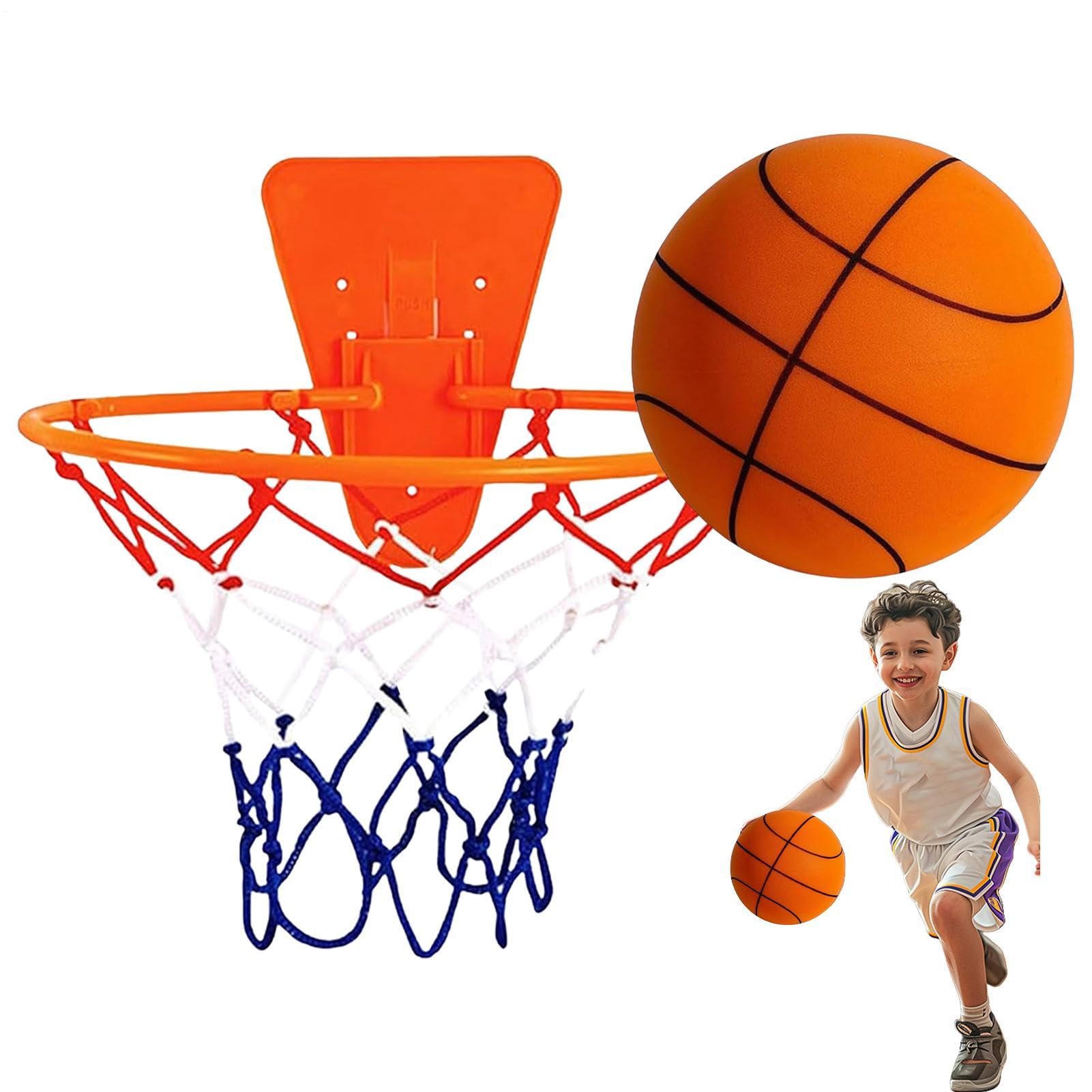 Silent Basketball And Hoop Set, Indoor Basketball Hoop With Soft Silent Ball, Wall Mounted Adjustable Goal Indoor, Easy Mount Hope for Kids Adults Home Gym Apartment Door or Wall Mounted