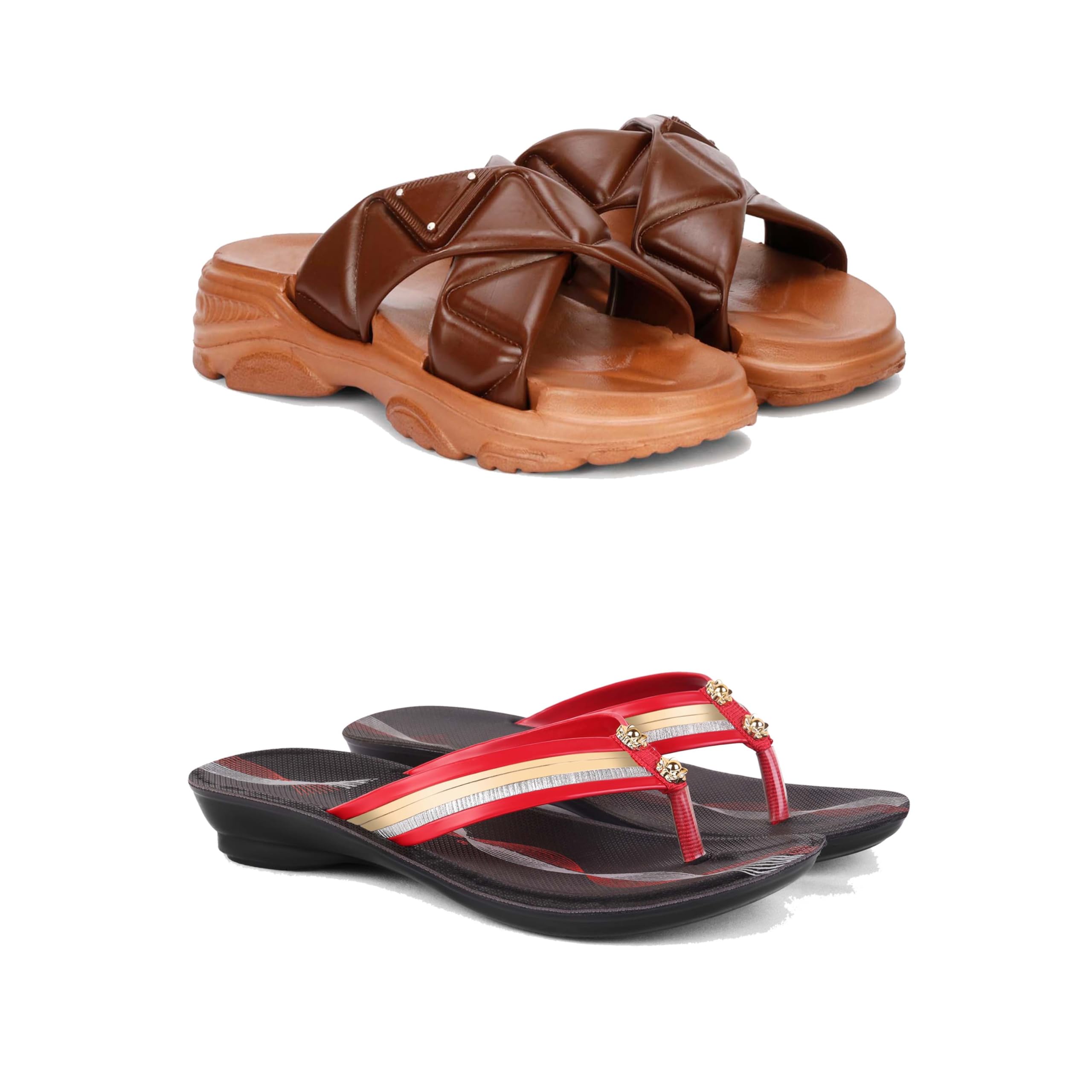DRACKFOOT Women's Sandals | Lightweight Wear| Stylish & Easy to Wear For Women'S GRT-SAN-(2-COMBO)-1890-1958-image-13