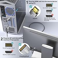 Vista 4 de Adaptador HDMI a DisplayPort 4K a 60Hz HDMI activo 2.0 macho a DP 1.2 hembra Convertidor HDMI unidireccional Cable compatible con HDCP 2.2
