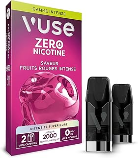 Vuse Capsules Gamme Intense, Fruits Rouges Intense Lot de 2, jusqu'à 1000 bouffées* par capsule, compatibles avec les cigarettes électroniques Vuse, sans nicotine, 2,0 ml d’e-liquide par capsule