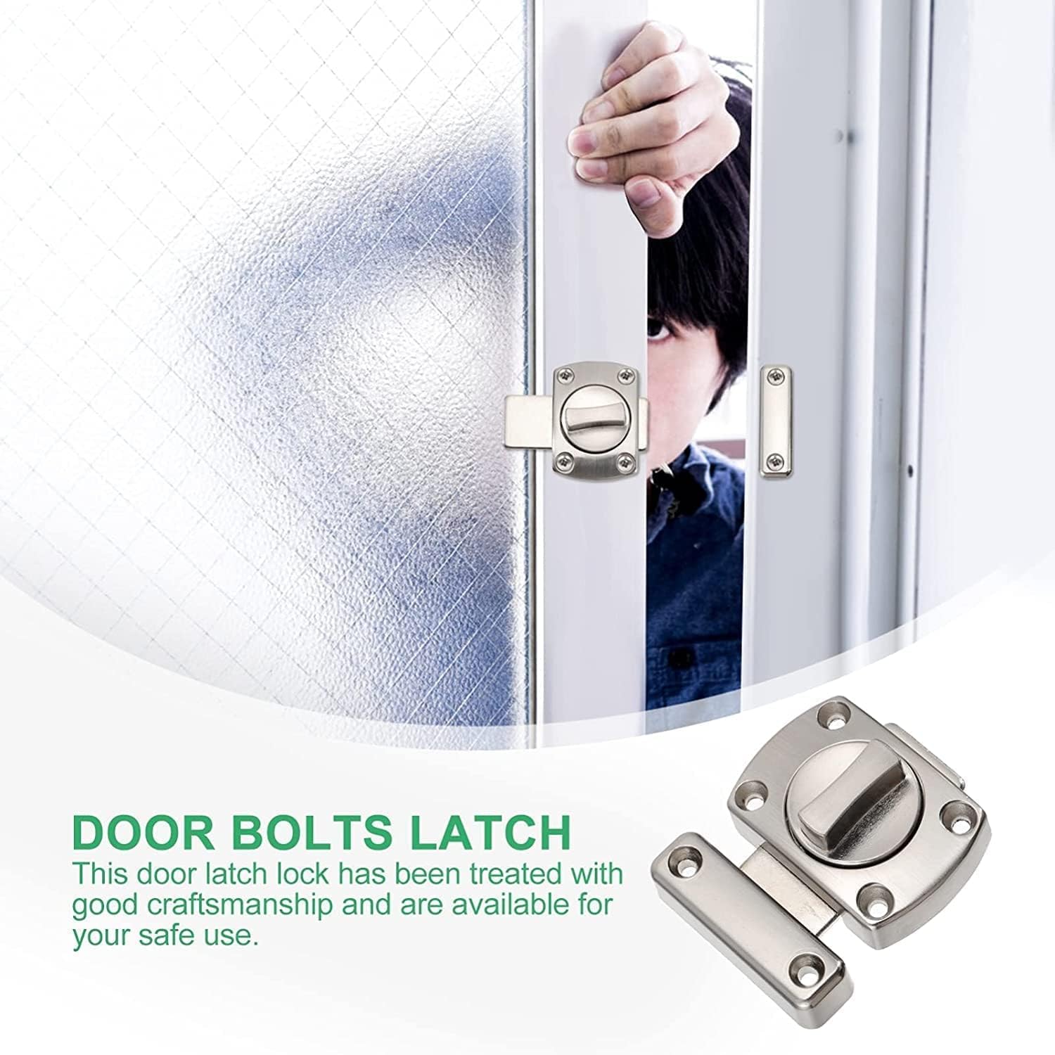 Door Lock Bolt,Sliding Door Lock,Barrel Bolt Latch Zinc Alloy Security Slide Bolt Thickened Door Safety Lock Heavy Duty Gate Sliding Bolt Latch for Doors Windows (Color : Green and Antique)