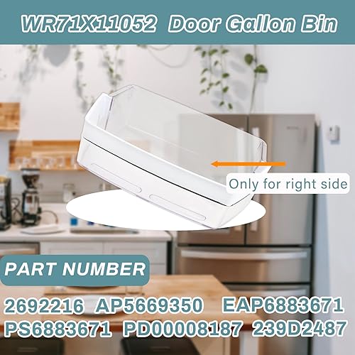 Miniatura 2 de WR71X11052 - Contenedor de galón para el lado derecho compatible con refrigerador GE, reemplaza 2692216, AP5669350, PS6883671, EAP6883671, 239D2487,