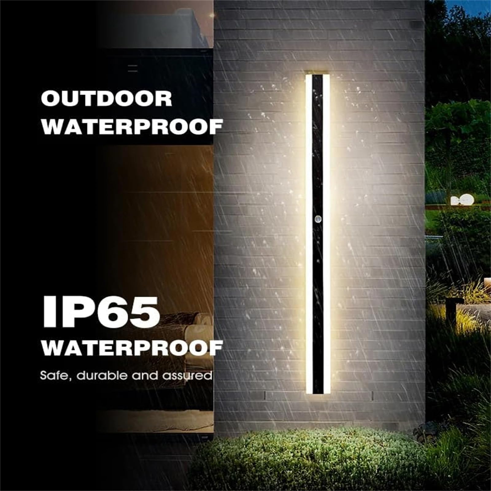 Lampa ścienna LED z czujnikiem ruchu do ogrodu, wodoodporna, IP65, z czarnego żelaza, akrylu, nowoczesny i wydłużony design, do salonu, sklepu, tarasu, białego światła, 30 cm