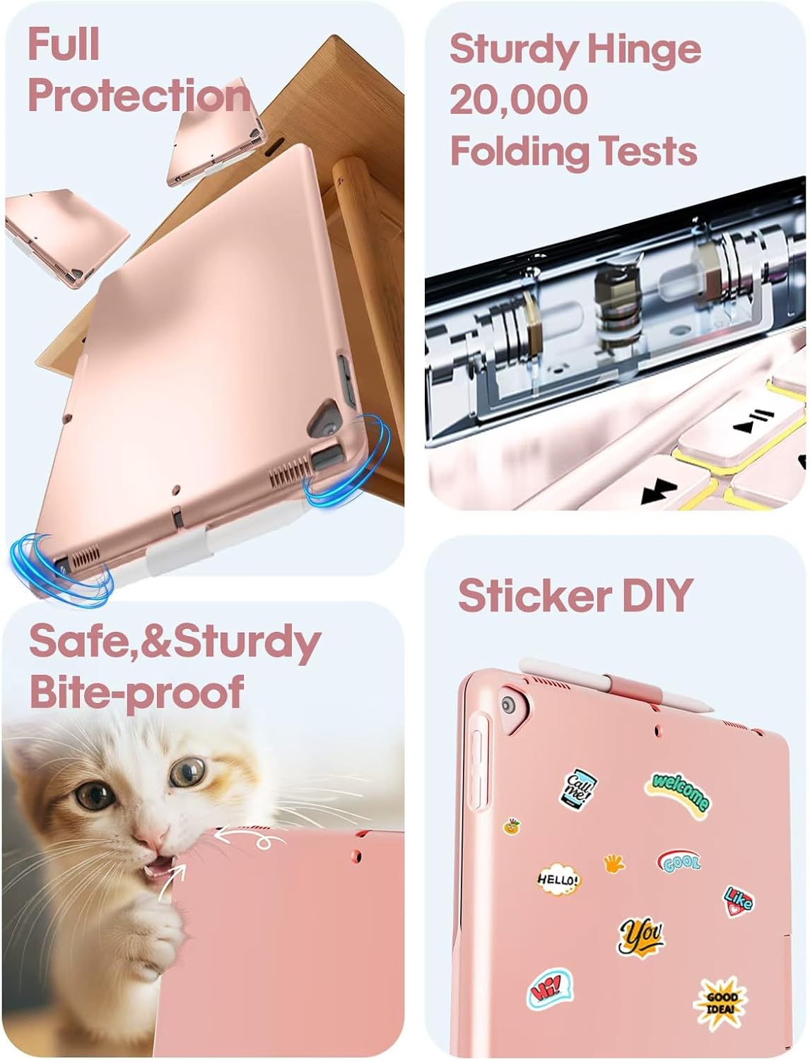 BABG iPad 9th Generation Case with Keyboard,360° Rotatable,Touchpad,Backlit Keyboard with Pencil Holder for 10.2 inch iPad 9th Gen 2021/ 8th Gen 2020/7th Gen 2019 and iPad Air 3/Pro 10.5"-Rose Gold - Image 7