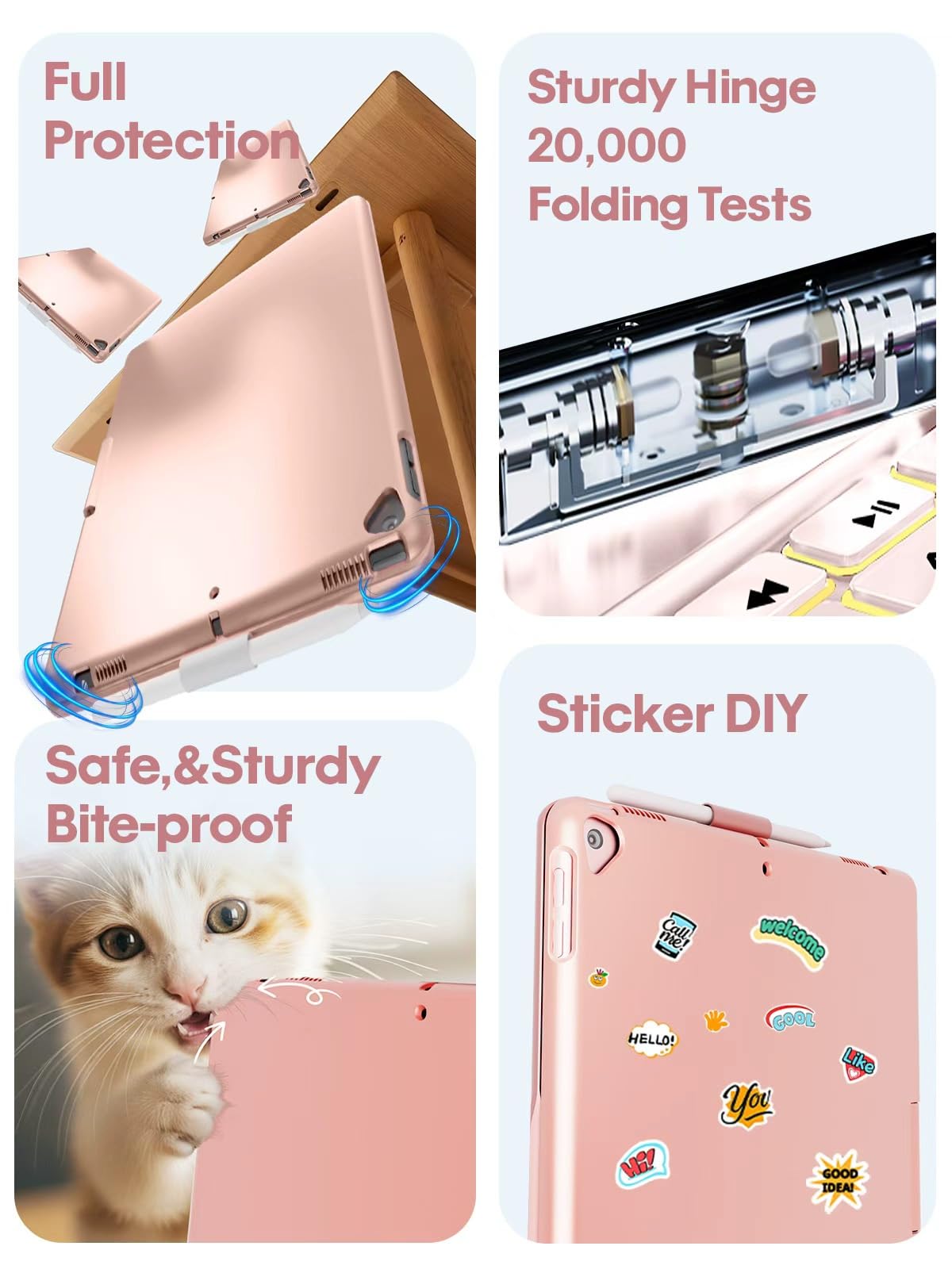 BABG iPad 9th Generation Case with Keyboard,360° Rotatable,Touchpad,Backlit Keyboard with Pencil Holder for 10.2 inch iPad 9th Gen 2021/ 8th Gen 2020/7th Gen 2019 and iPad Air 3/Pro 10.5"-: Rose Gold