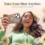 GVIEWIN for iPhone 14 Case & iPhone 13 Case Compatible with MagSafe [Curly Wave Edge] Floral Translucent Shockproof Magnetic Women Phone Case for iPhone 14/13 6.1'', Floratopia/Brown