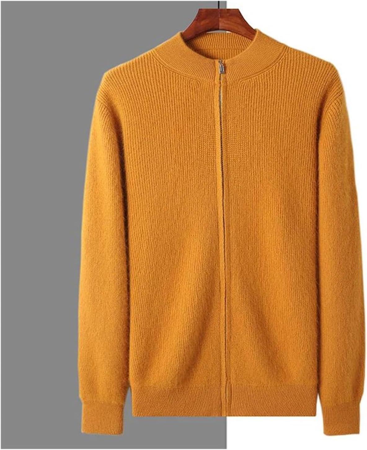 Men's 100% Cashmere Knitted Sweaters Stand Collar Thickened Cardigan Autumn Winter Warm Casual Zipper Tops