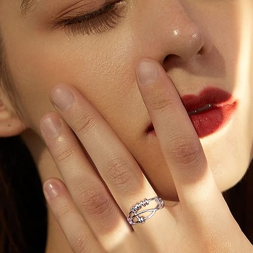 Miniatura 5 de THUNARAZ Titanium Stainless Steel Anxiety Ring for Women Men Spinner Rings Fidget Ring Set 6-8mm Wide Stress Relieving Fashion Wedding Promise Band