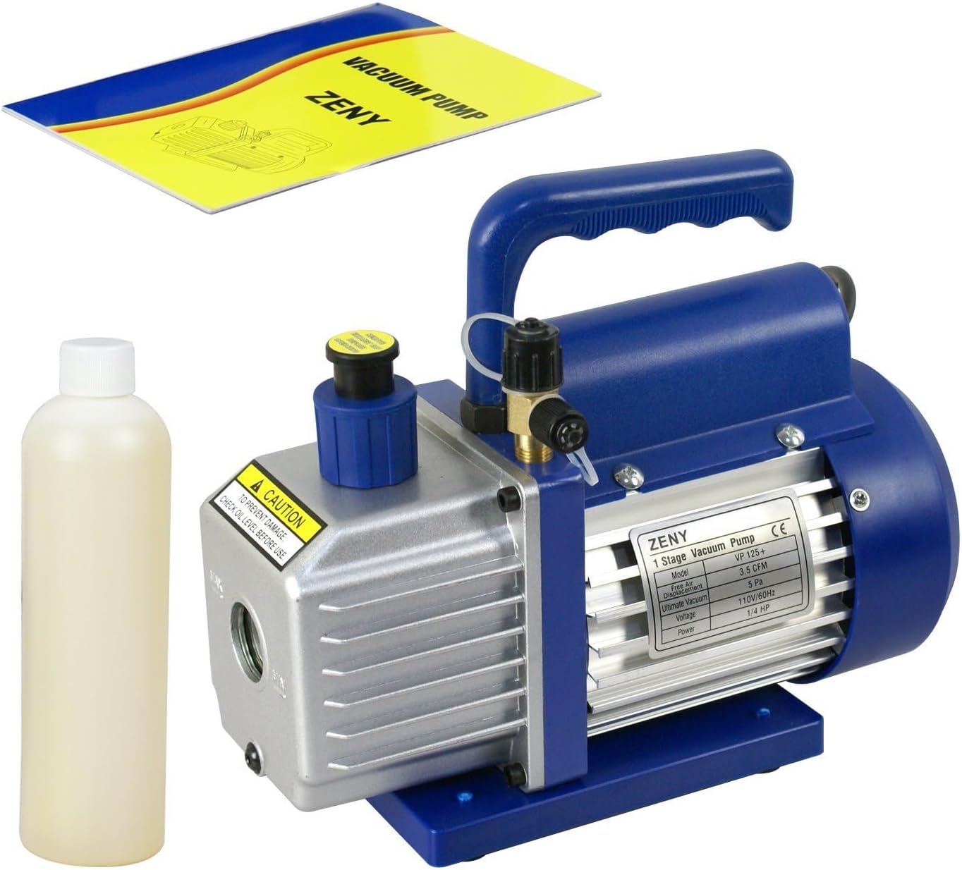 F2C 3.5CFM Single-Stage Rotary Vane Vacuum Pump for HVAC/Auto AC Refrigerant Recharging w/R134a R410a AC AC Manifold Gauge Set Combo