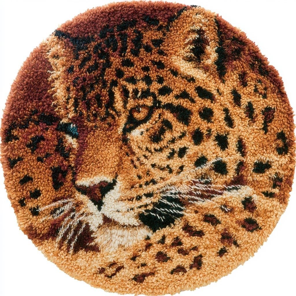 AMBATTERY DIY Latch Hook Rug Kit for Aldult,Animal Leopard